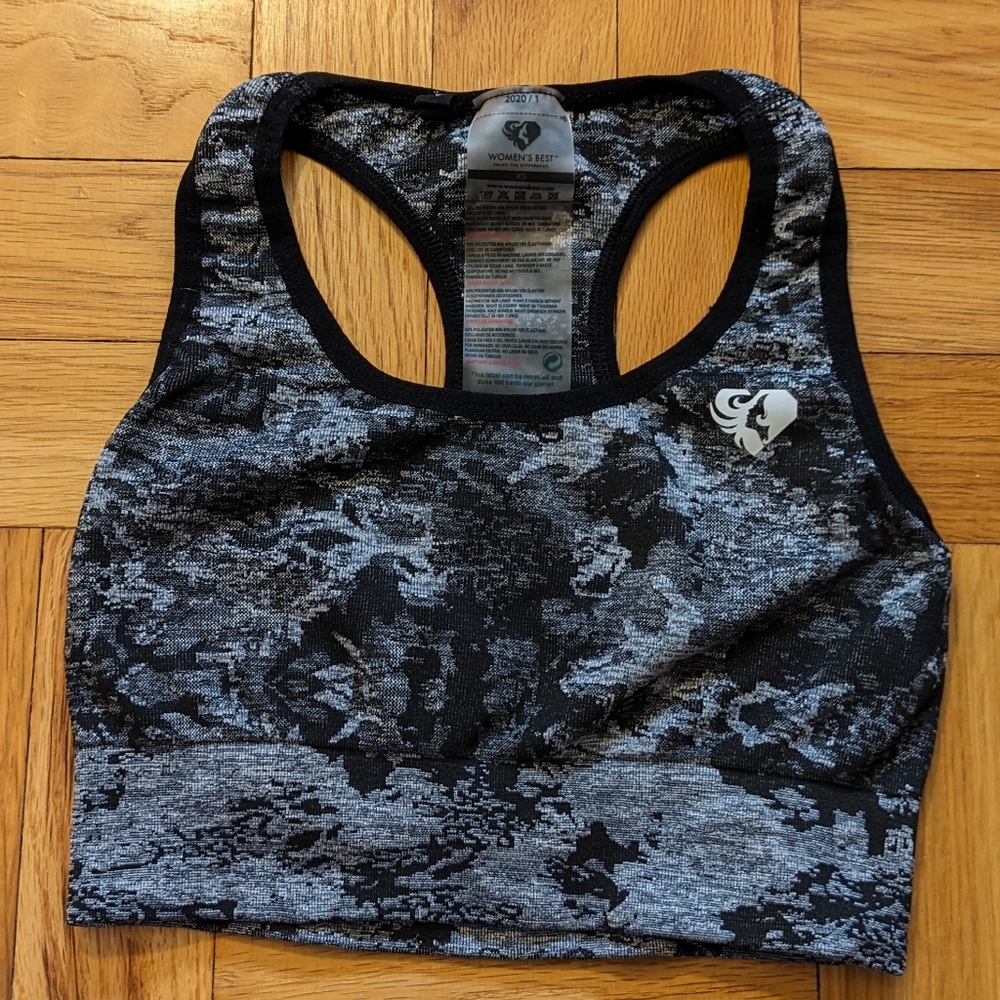 Women's Best Black/Gray Camo Sport Bra XS